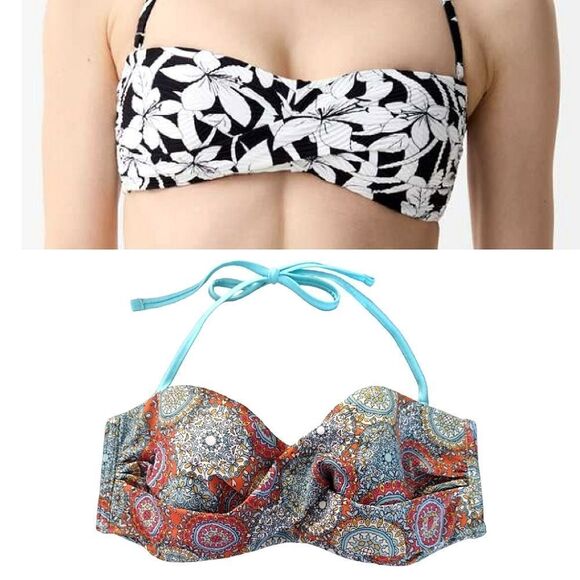 OVS Blue Orange Mandala Bandeau Bikini Swim Top Size 36 B-D * Large - Picture 2 of 13